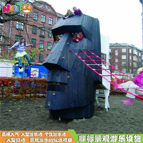 人頭室外木制滑梯廠家_樂圖非標游樂